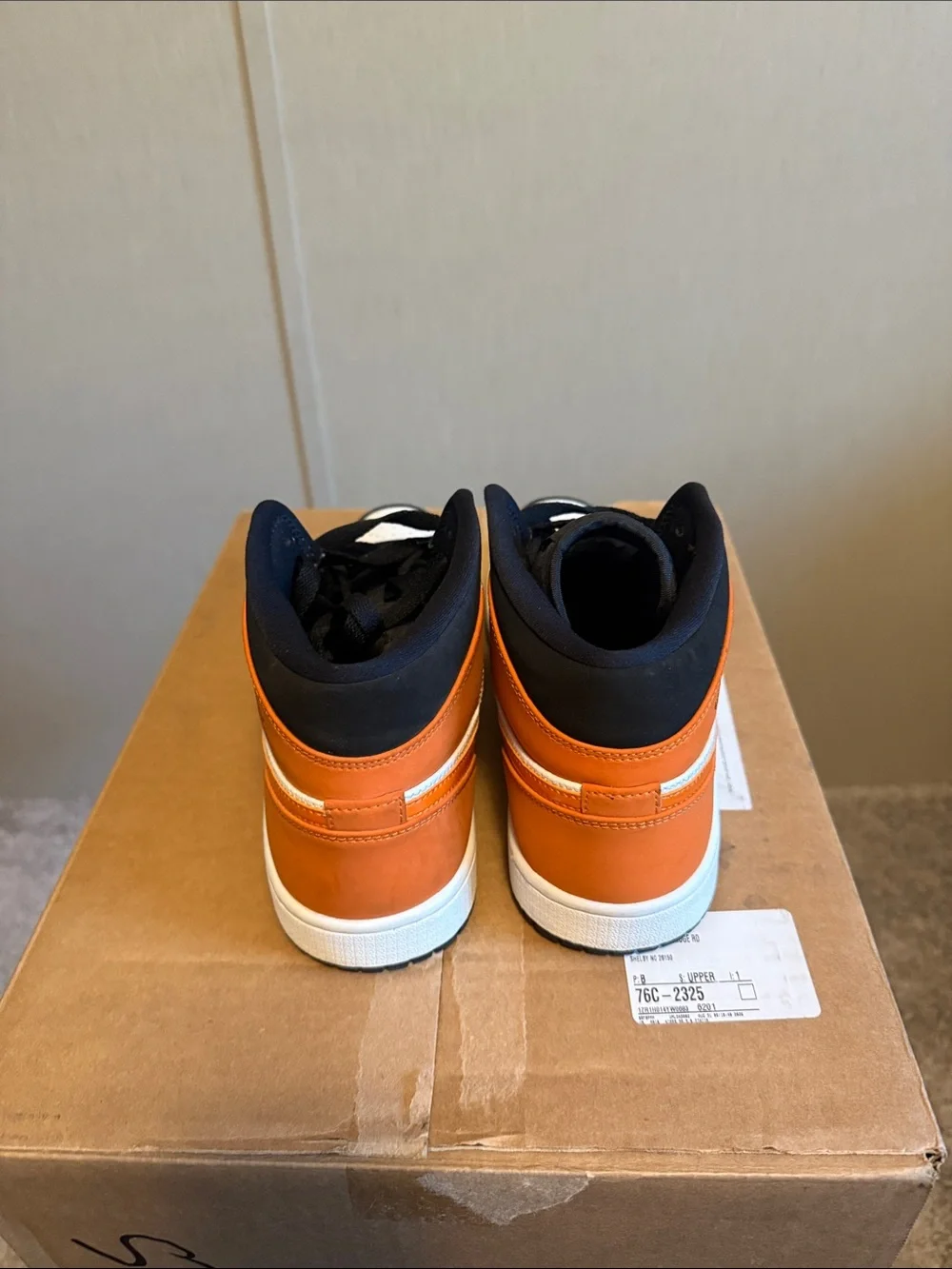 Jordan Mid-Top Sneakers in White, Black & Orange